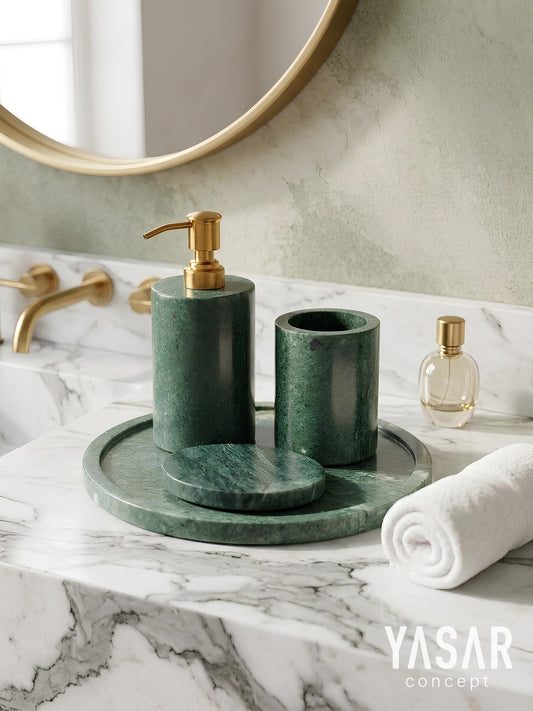 Malachite Mermer Banyo Seti 4 Parça