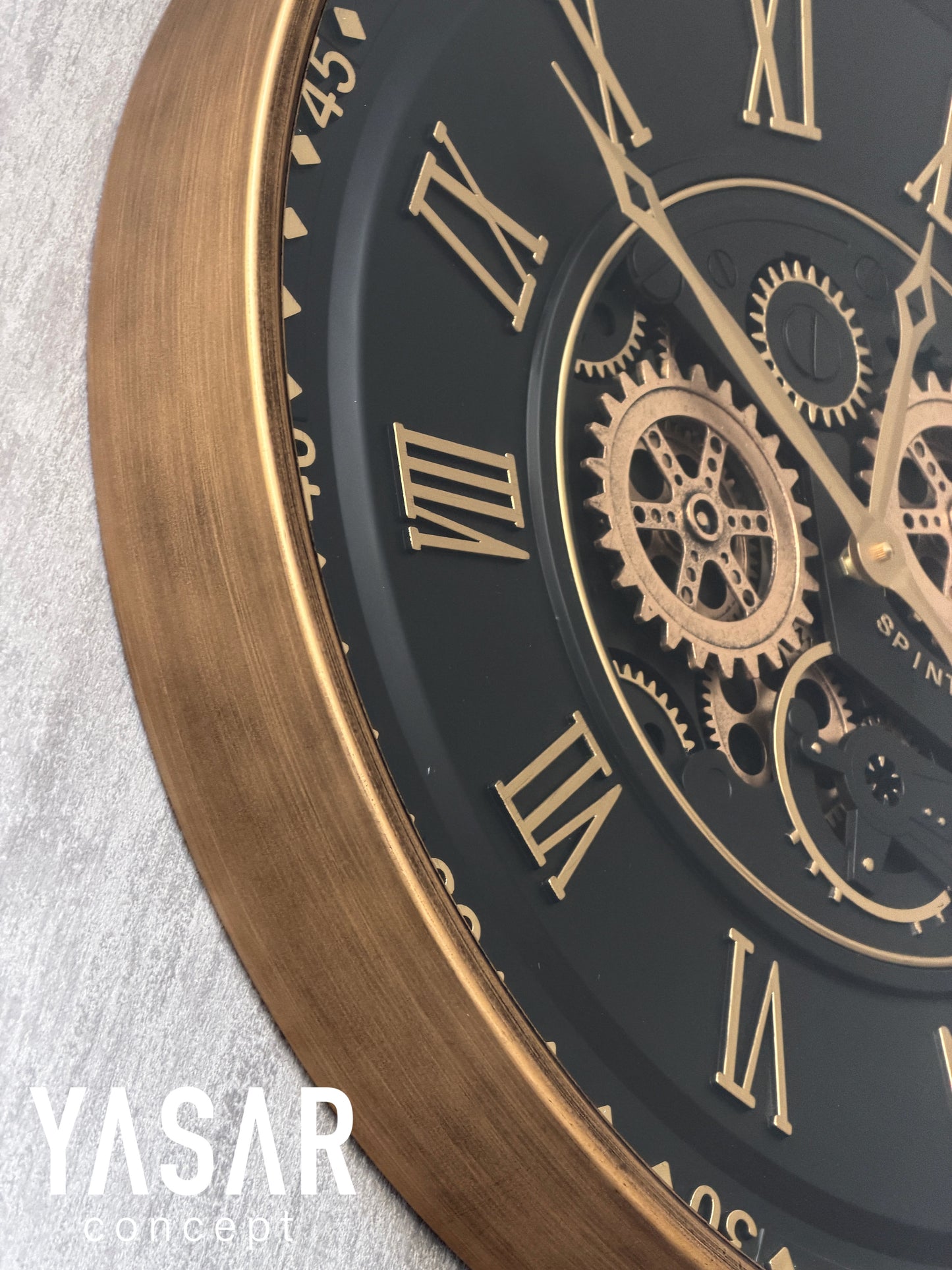 Obsidian Metal Çarklı Duvar Saati 60 Cm