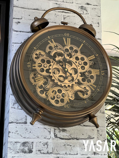 Metronis Metal Çarklı Masa ve Duvar Saati 39x47 Cm