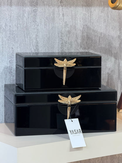 Dralisa Yusufçuk Dekoratif Cam Kutu Set Siyah