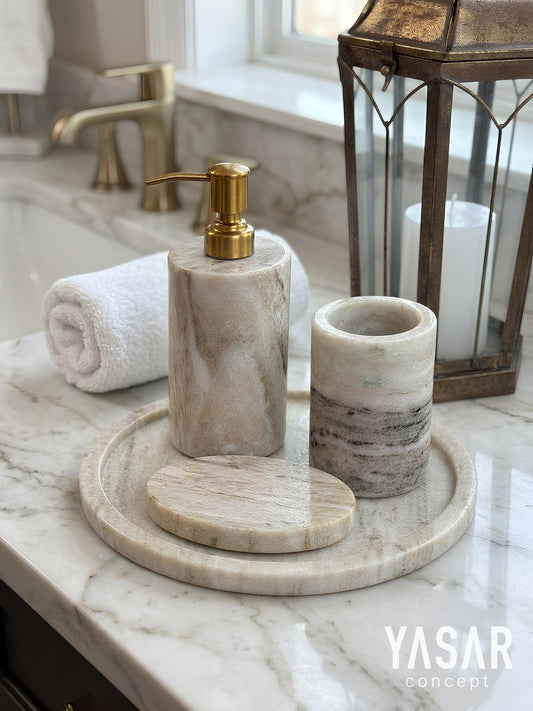 Monvera Mermer Banyo Seti 4 Parça