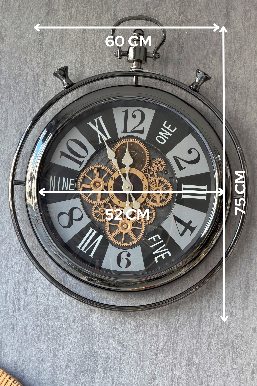 Orvante Metal Çarklı Duvar Saati 60x75 Cm