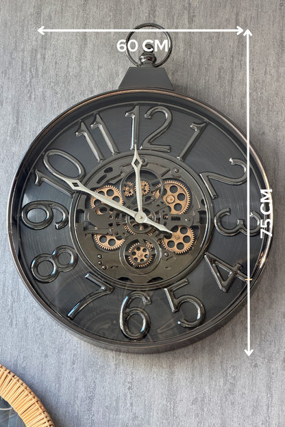 Geartis Metal Çarklı Duvar Saati 60x75 Cm