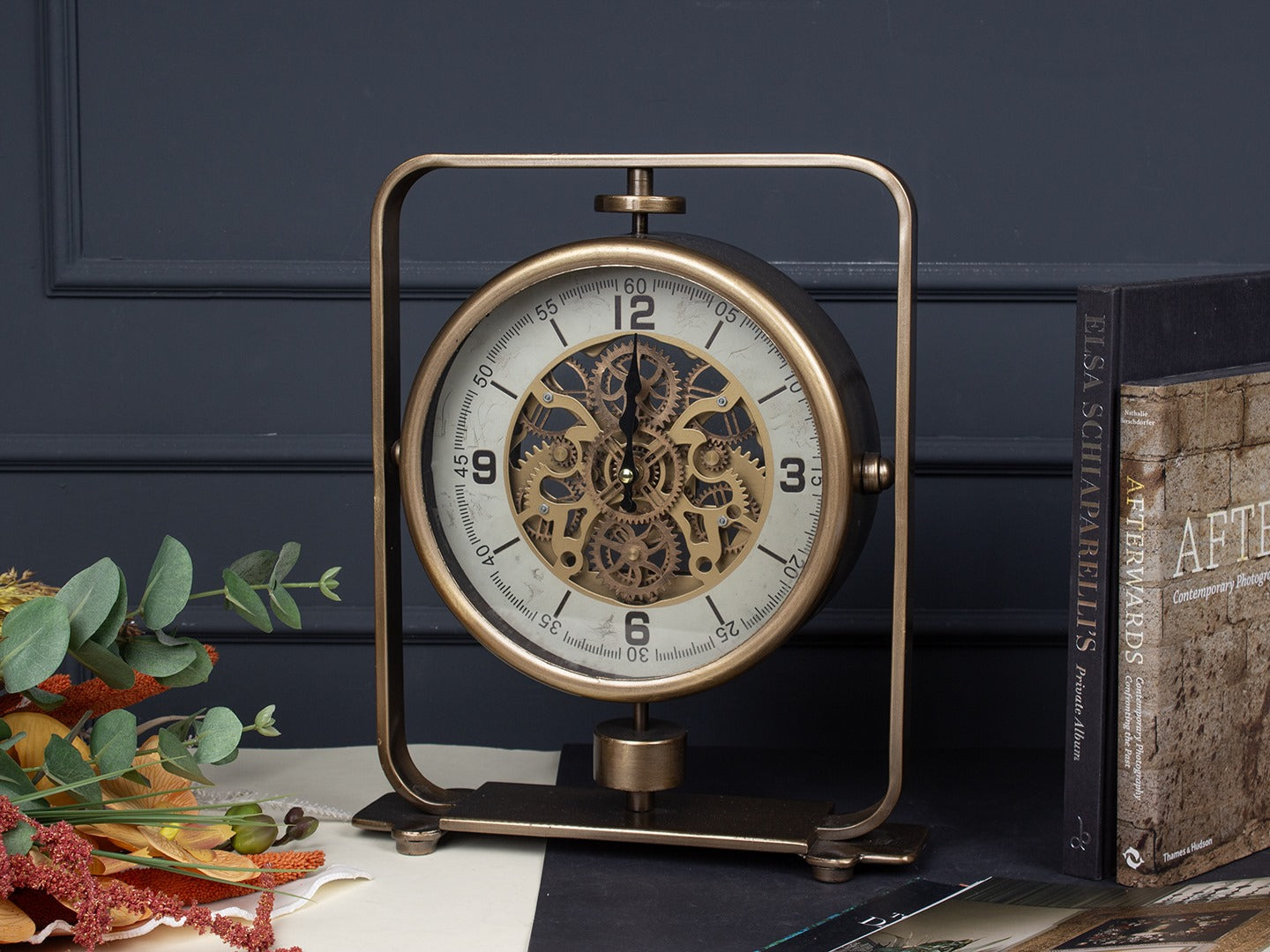 Timelith Metal Çarklı Masa Saati 31x38 Cm