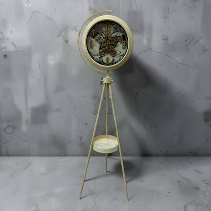 Longitude Dünya Haritalı Metal Çarklı Tripod Ayaklı Saat