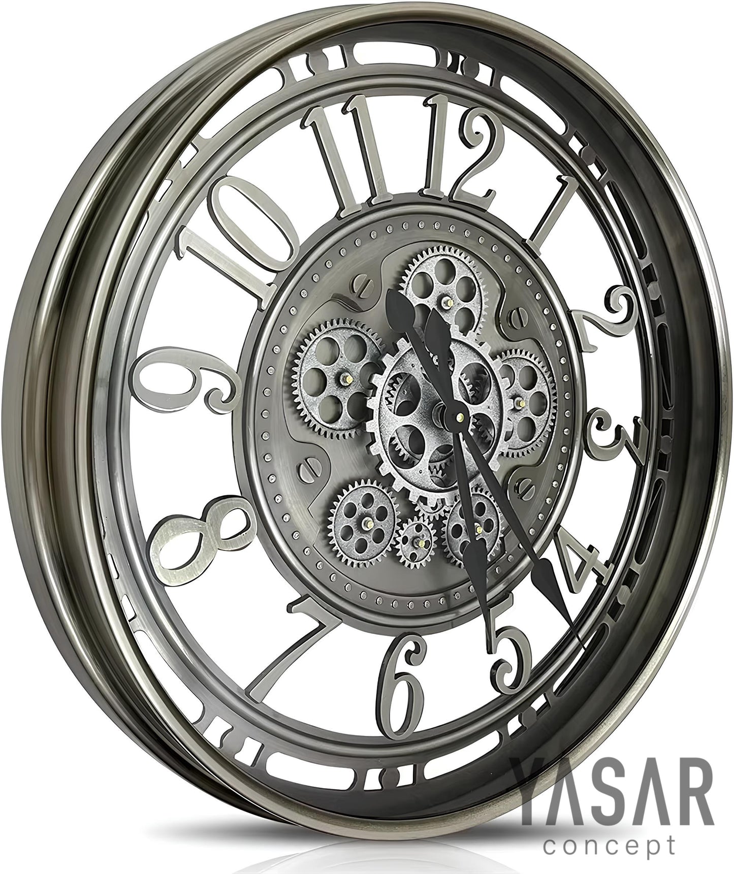 Rotanio Metal Çarklı Duvar Saati 55 Cm