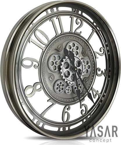 Rotanio Metal Çarklı Duvar Saati 55 Cm
