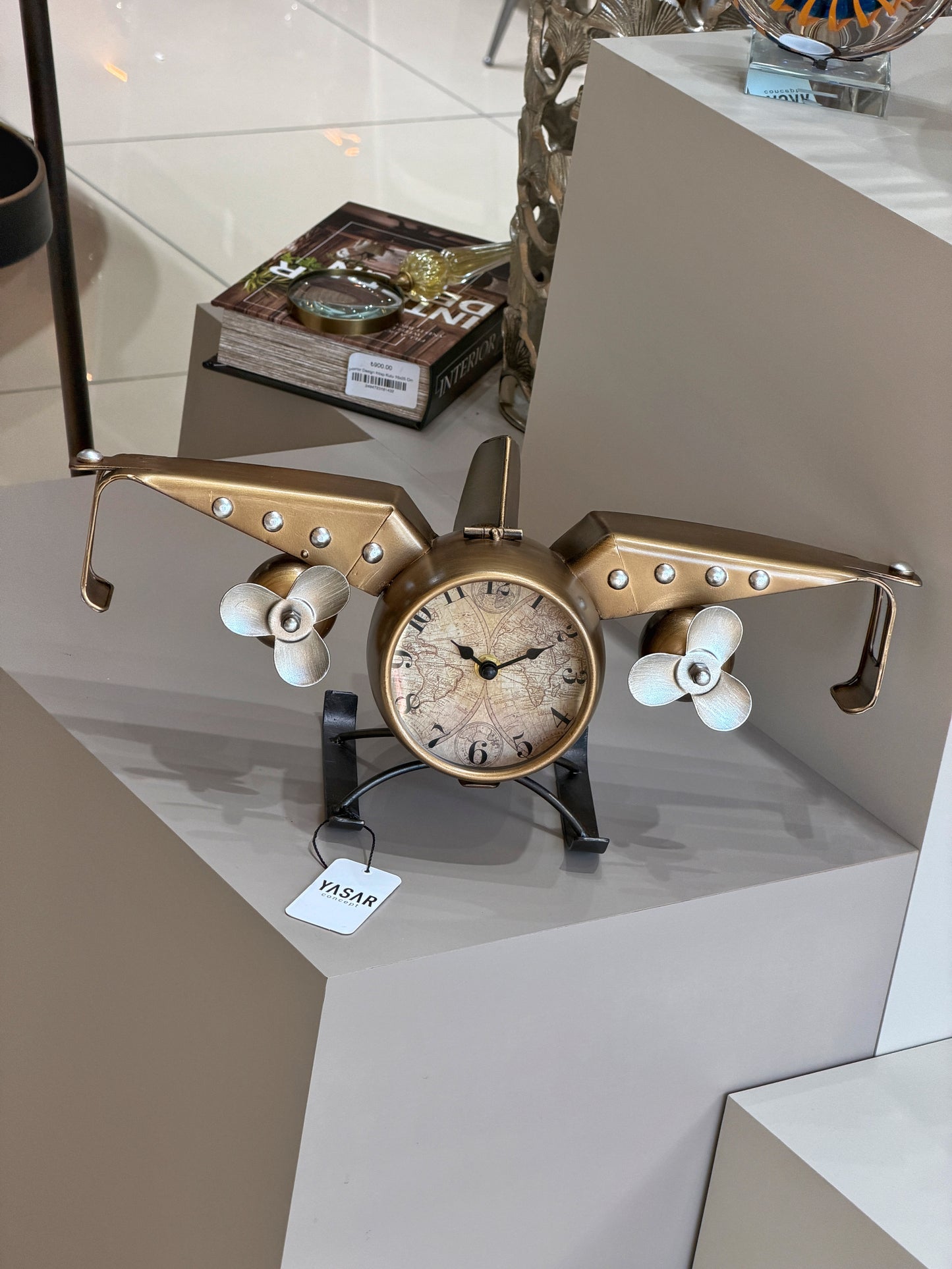 Choptera Metal Dekoratif Helikopter Saat Detaylı