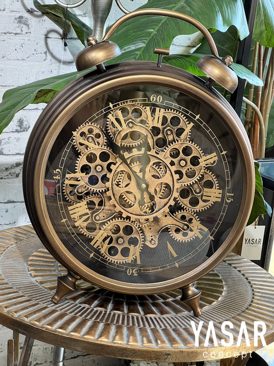 Metronis Metal Çarklı Masa ve Duvar Saati 39x47 Cm