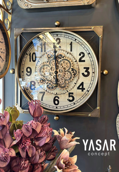 Hawthorne Metal Çarklı Duvar Saati 70 Cm