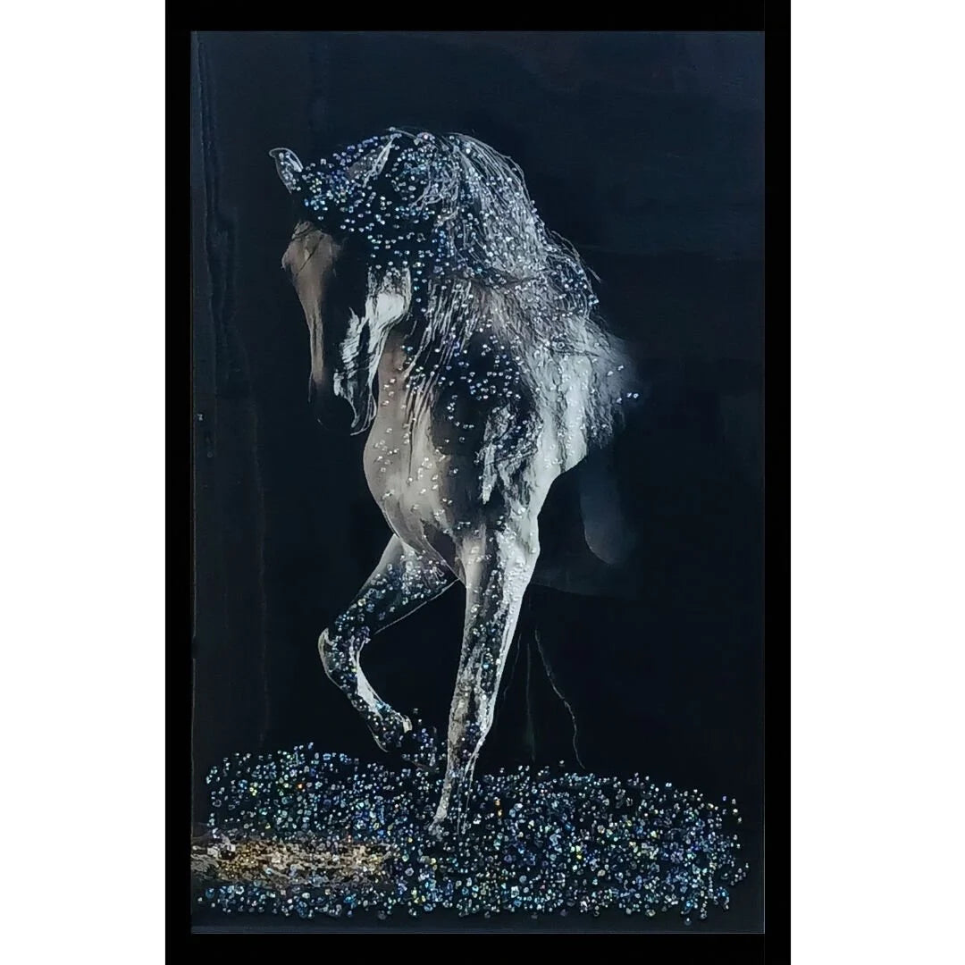 Noirstallion Atlı Kristal Epoksi Taşlı Reçine Tablo 75x115 Cm