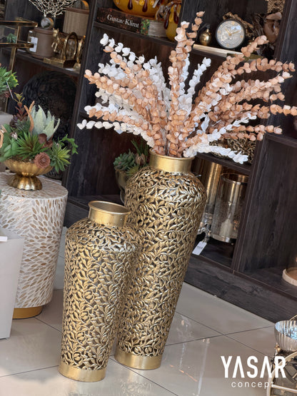 Arezzo Metal Yer Vazosu Set 25x55 Cm ve 28x72 Cm