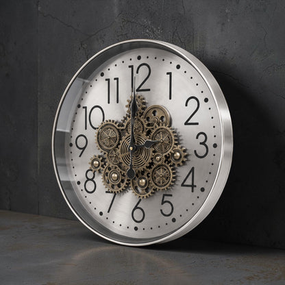 Sterling Metal Çarklı Duvar Saati 60 Cm