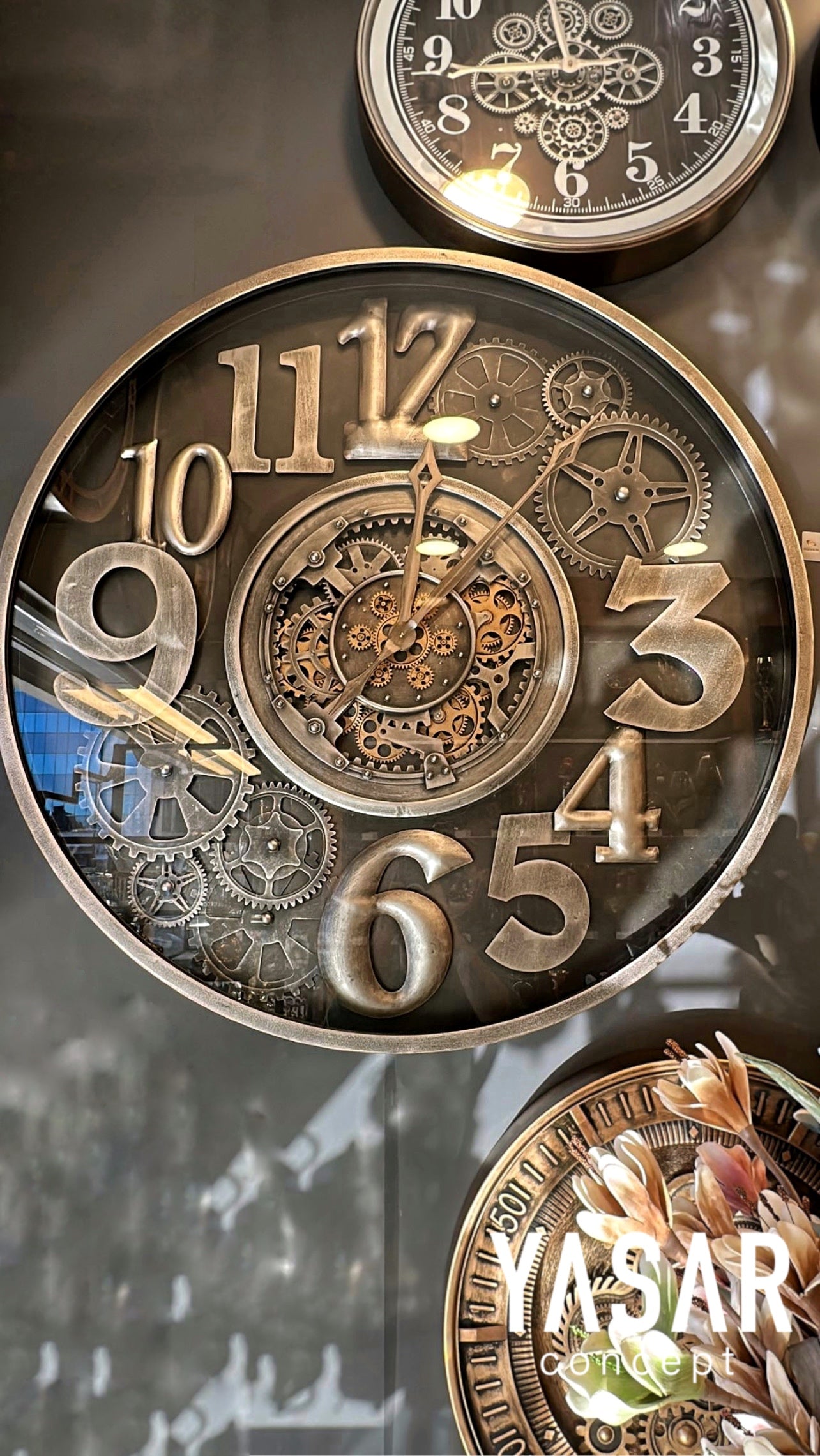 Horloge Metal Çarklı Duvar Saati 100 Cm