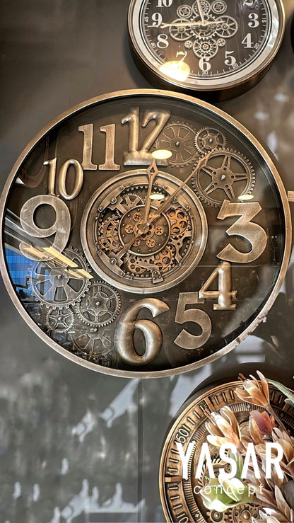 Horloge Metal Çarklı Duvar Saati 100 Cm