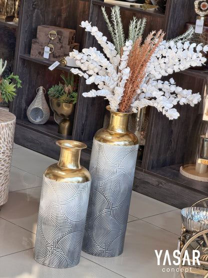 Bellisse Metal Yer Vazosu Set 19x50 Cm ve 20x63 Cm