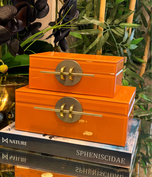 Linsta Dekoratif Cam Kutu Set Turuncu