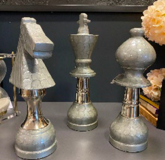 Neochess Dekoratif Satranç Taşları Füme Gümüş