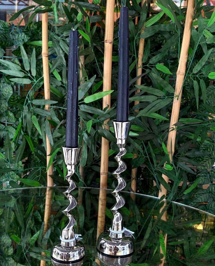 Voluta Metal Mumluk Set Gümüş