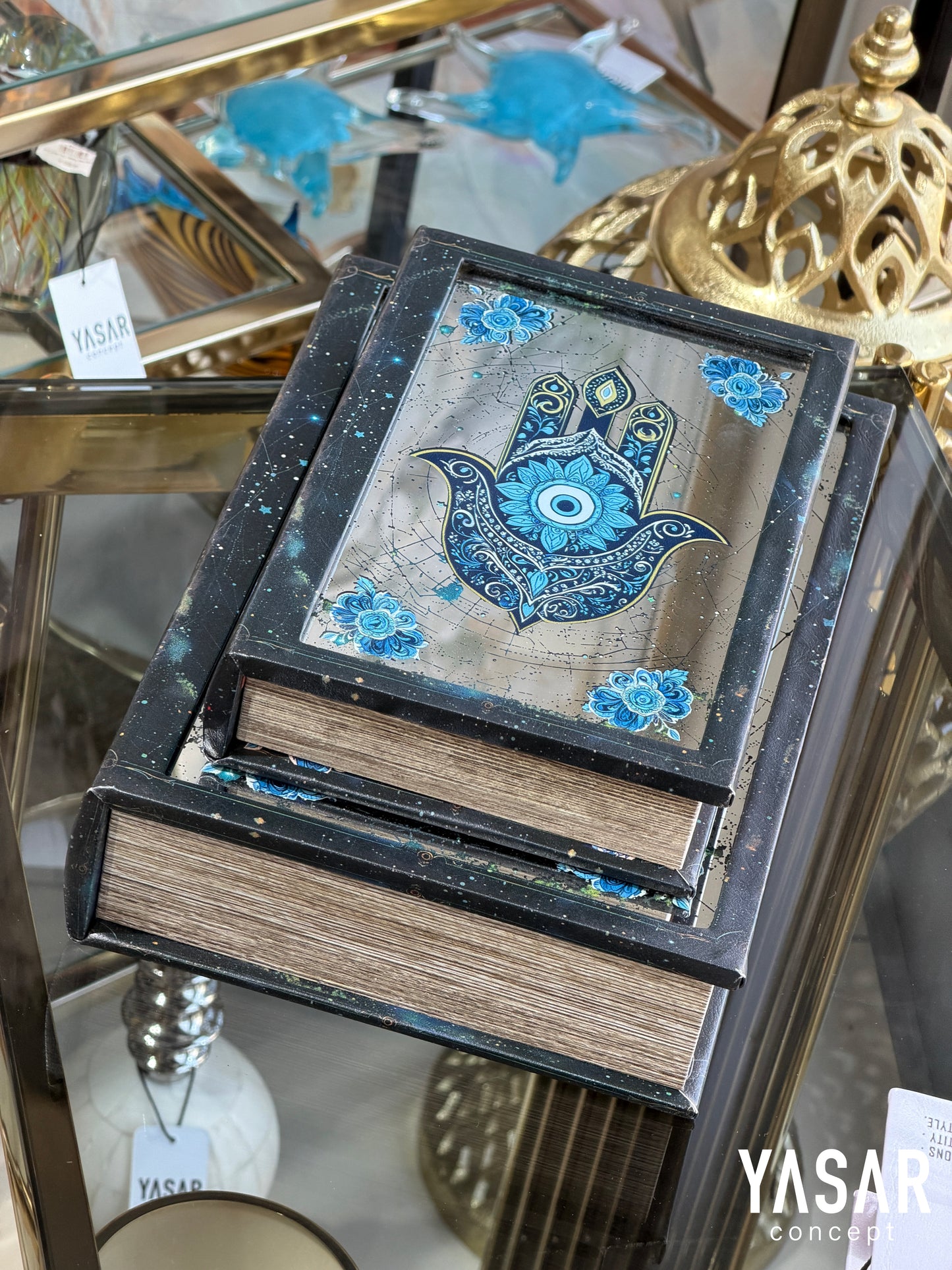 Evil Eye Aynalı Dekoratif Kitap Kutu Set