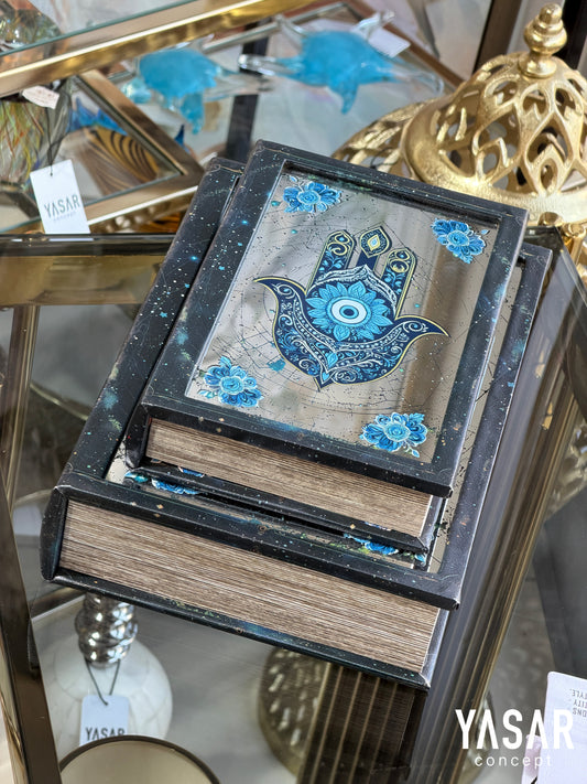 Evil Eye Aynalı Dekoratif Kitap Kutu Set