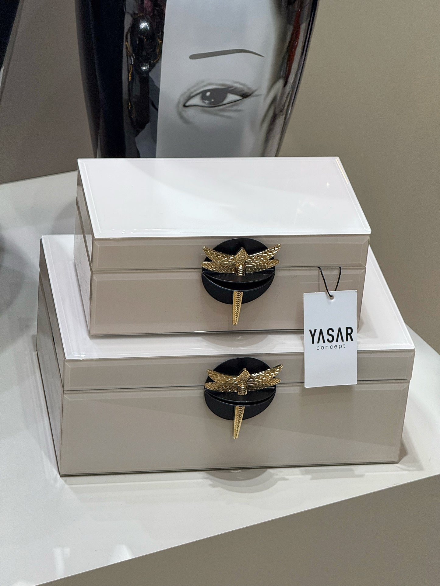 Dralisa Yusufçuk Dekoratif Cam Kutu Set Kırık Beyaz