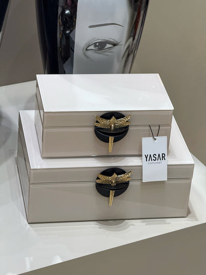 Dralisa Yusufçuk Dekoratif Cam Kutu Set Kırık Beyaz