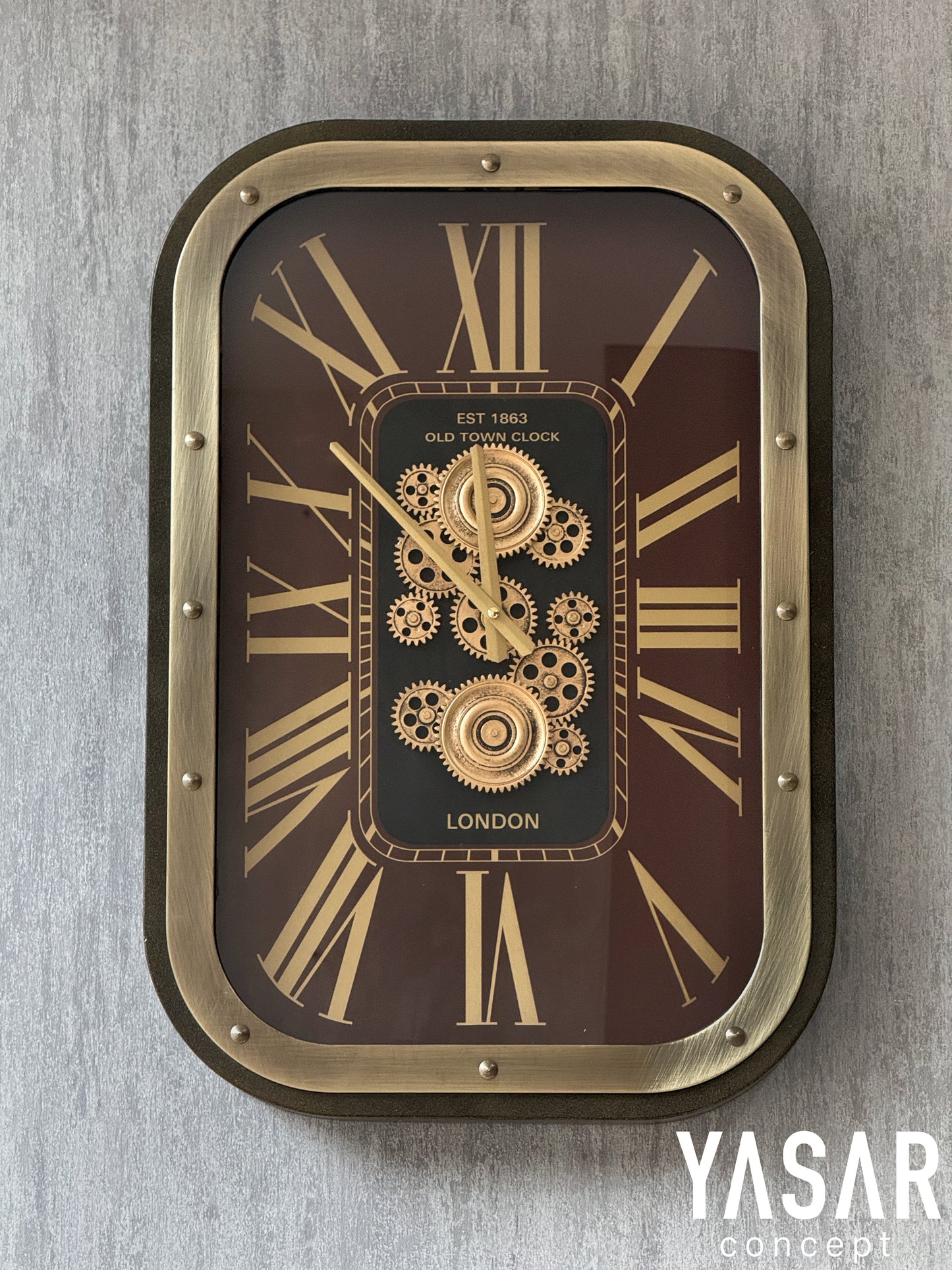 Bellmora Metal Çarklı Duvar Saati 48x68 Cm