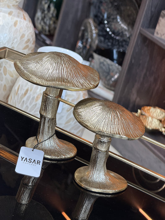 Morchea Metal Mantar Dekor Set Gold