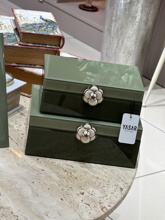 Amoria Cam Kutu Set Yeşil