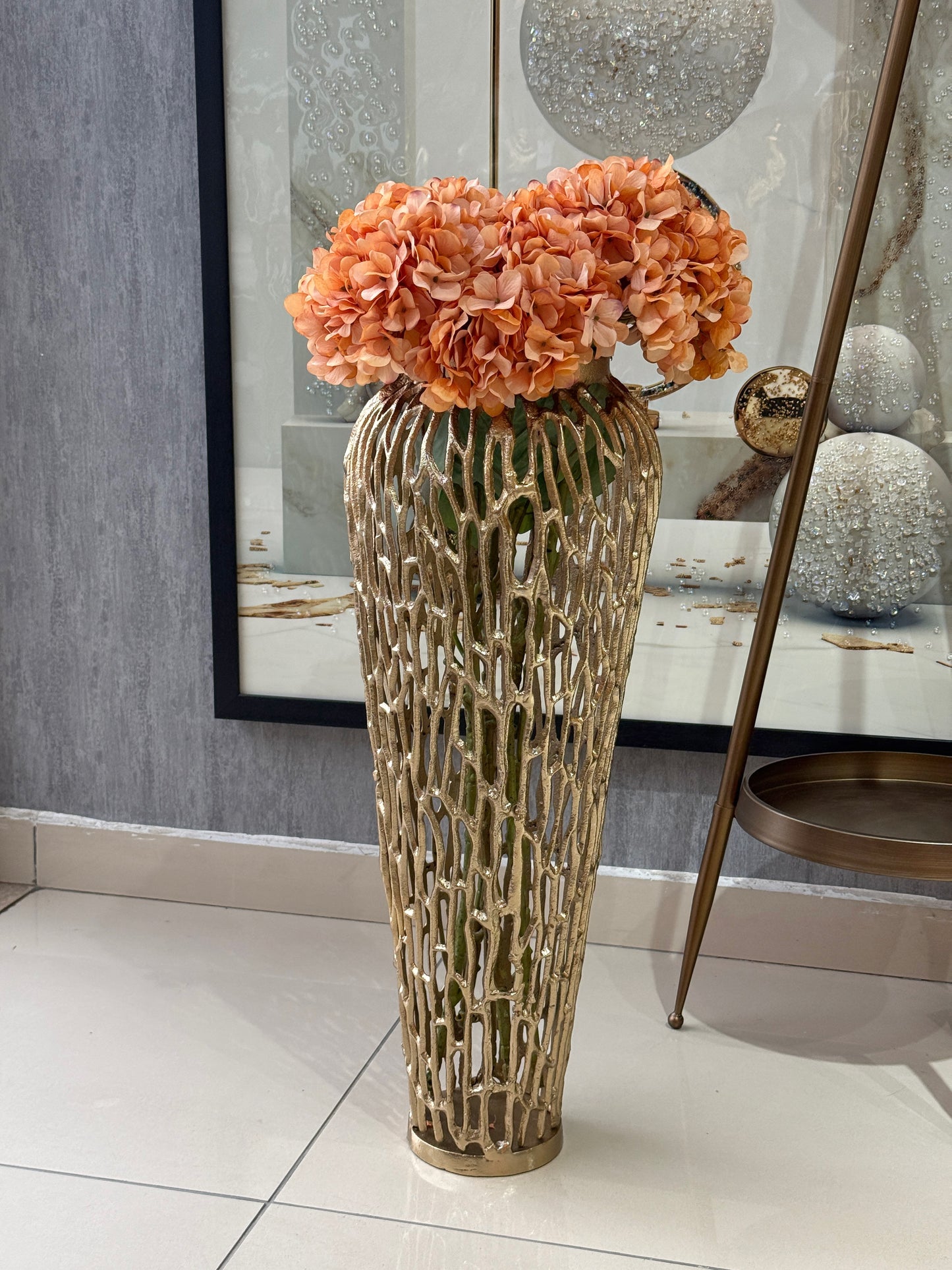 Solvane Metal Yer Vazosu 66 Cm Gold