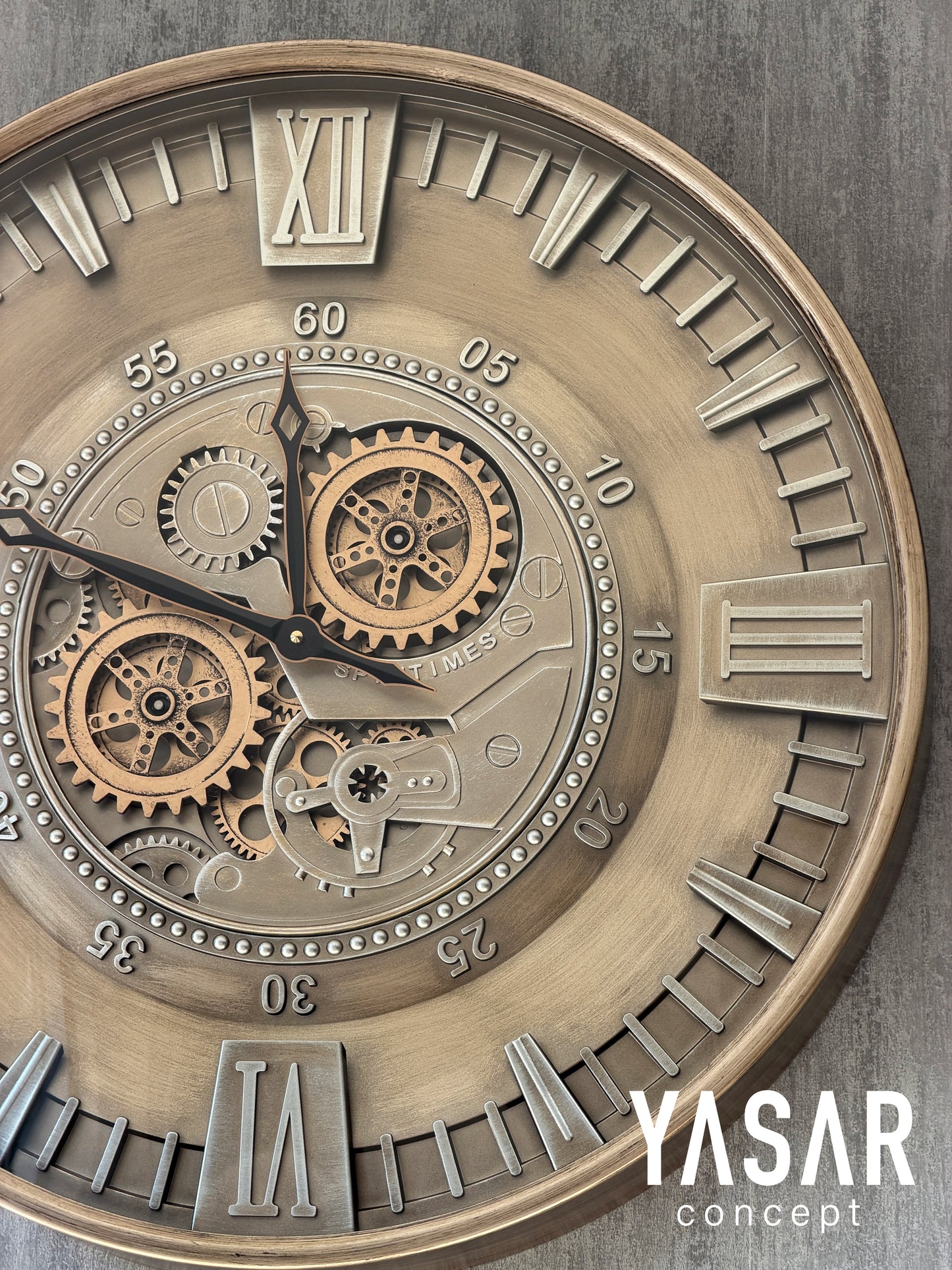 Rotavera Metal Çarklı Duvar Saati 60 Cm
