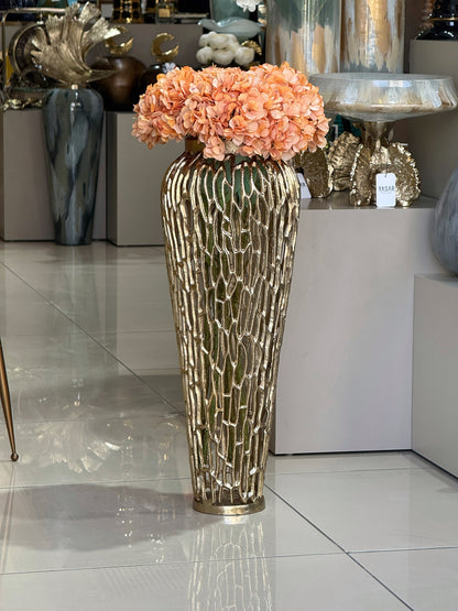 Solvane Metal Yer Vazosu 66 Cm Gold