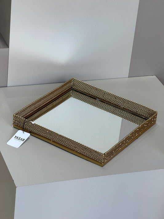 Torsion Aynalı Metal Tepsi 30x30 Cm