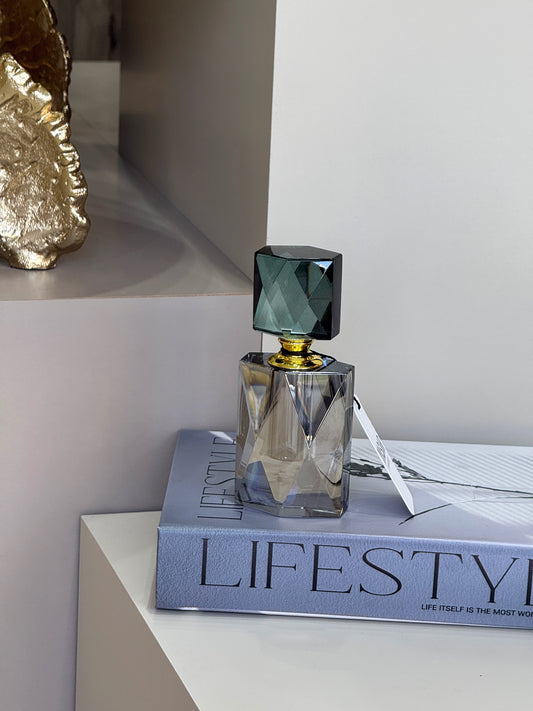 Saphir Kristal Parfüm Şişesi Füme Su Yeşili