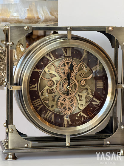 Ferrelis Metal Çarklı Masa Saati 33x33 Cm