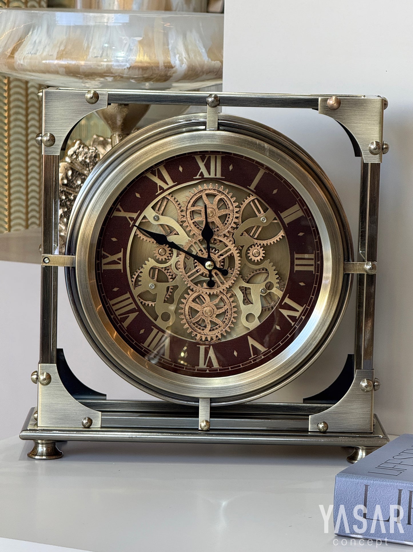 Ferrelis Metal Çarklı Masa Saati 33x33 Cm