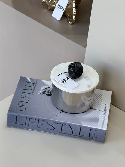 Monarque Mermer Kapaklı Kutu 13x13 Cm