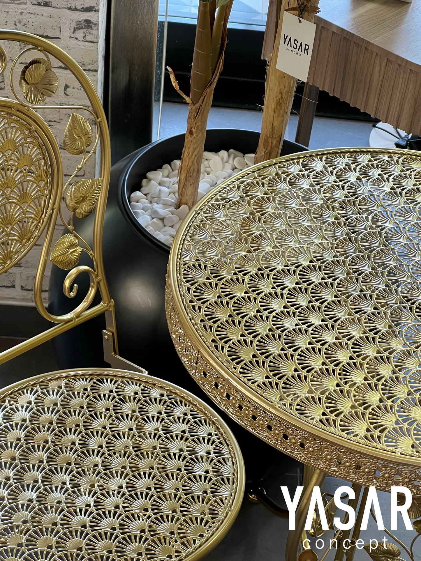Laforgia Ferforje Masa Sandalye Takımı Gold