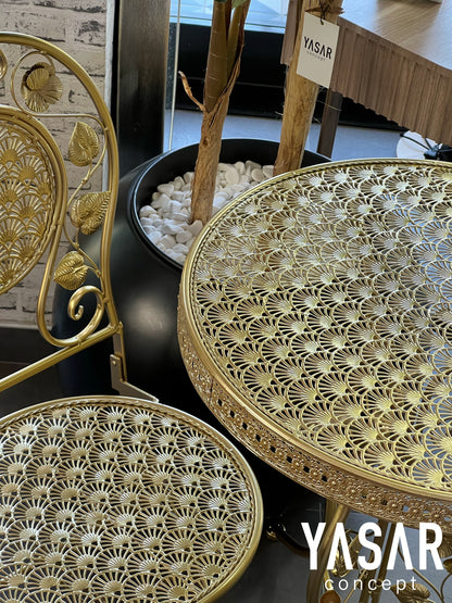 Laforgia Ferforje Masa Sandalye Takımı Gold