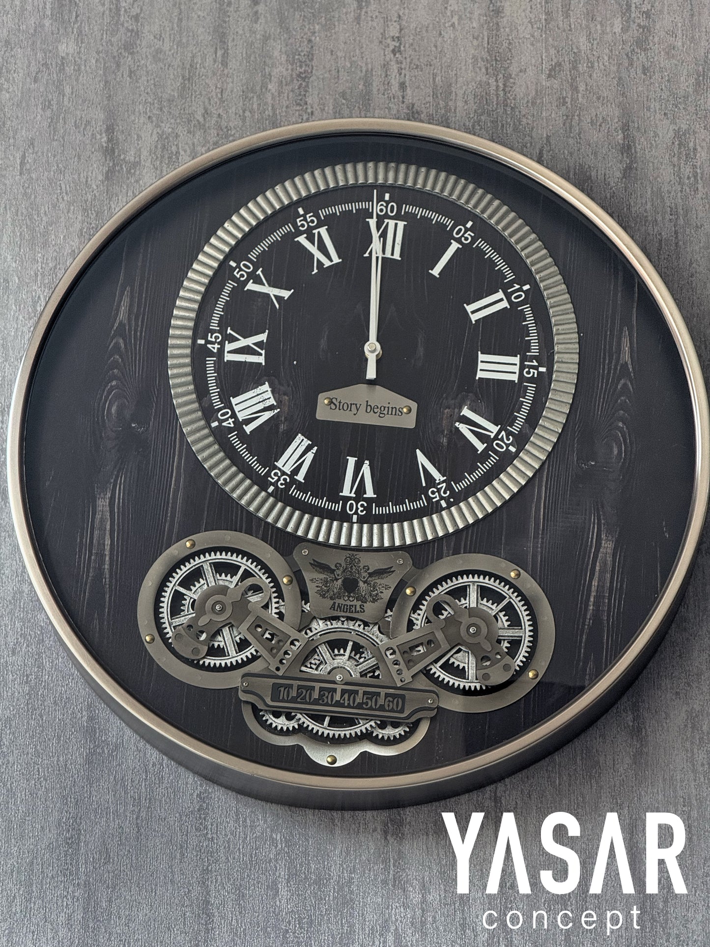 Neromech Metal Çarklı Duvar Saati 60 Cm