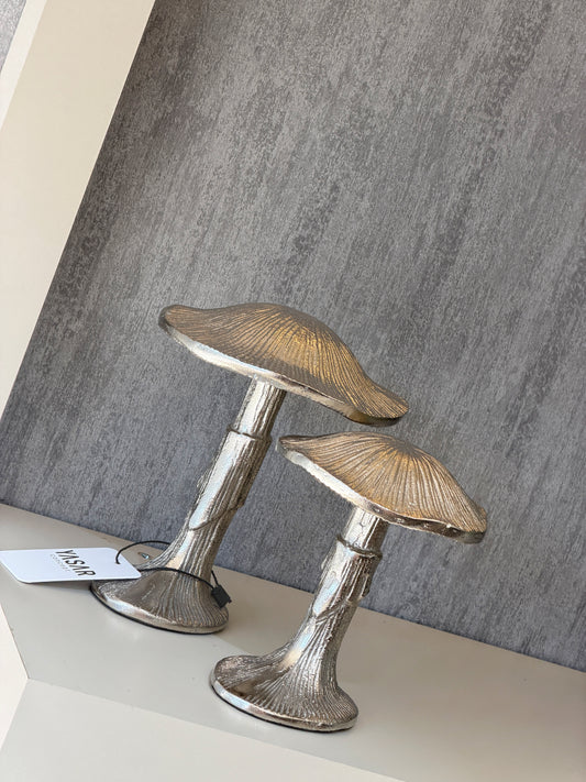 Morchea Metal Mantar Dekor Set Gümüş