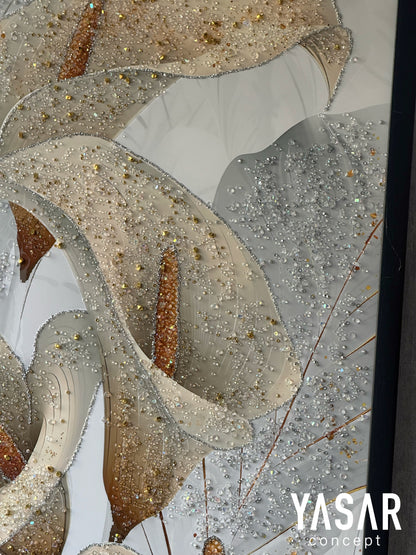Whispers of Calla Kristal Epoksi Taşlı Reçine Tablo 75x115 Cm