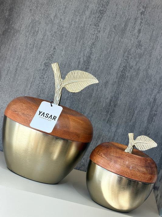 Pamona Ahşap Pirinç Elma Dekor Set