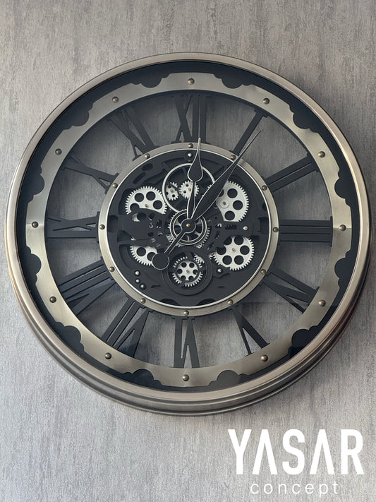 Silvengine Metal Çarklı Duvar Saati 66 Cm