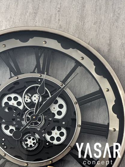 Silvengine Metal Çarklı Duvar Saati 66 Cm