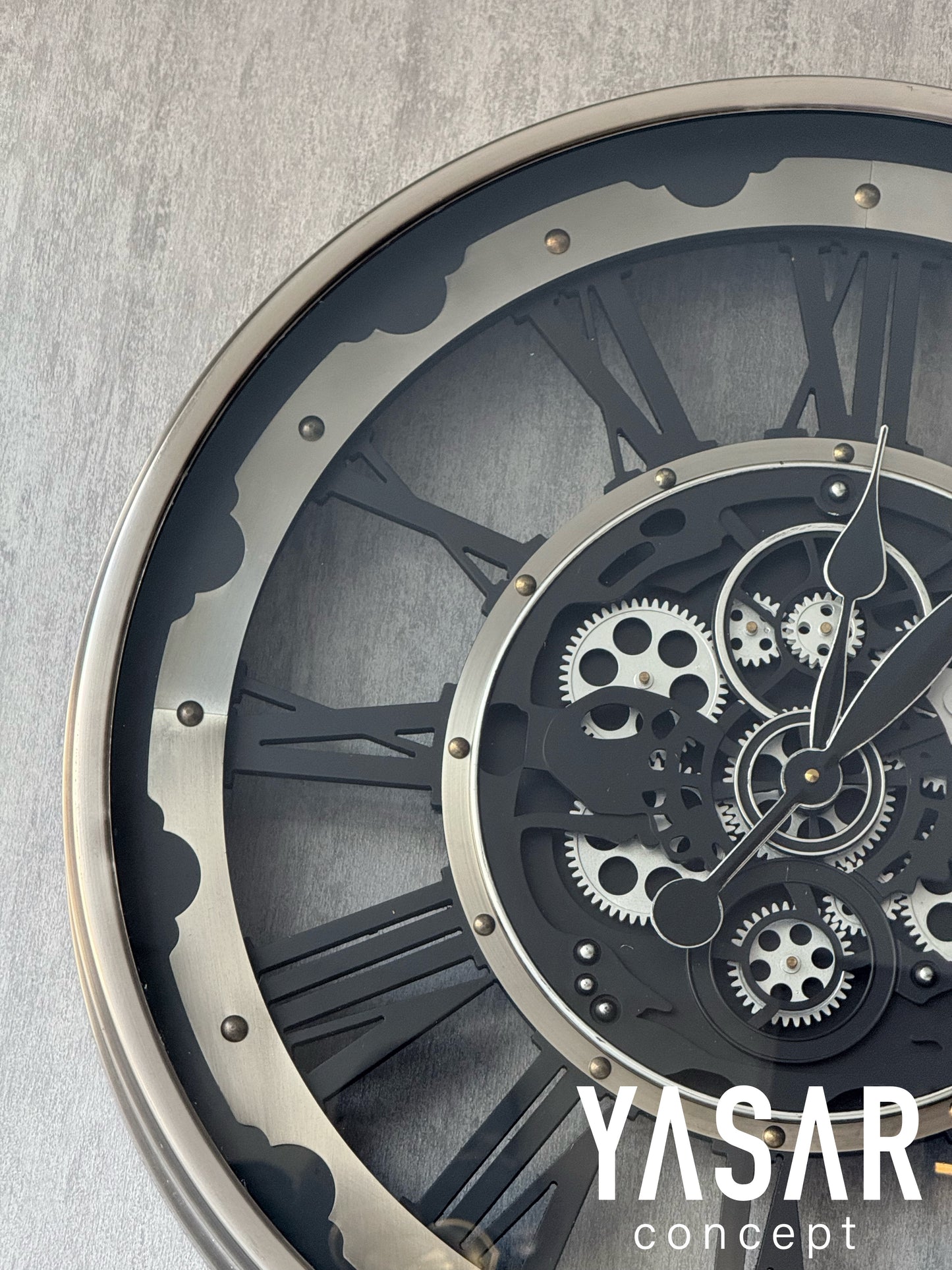 Silvengine Metal Çarklı Duvar Saati 66 Cm