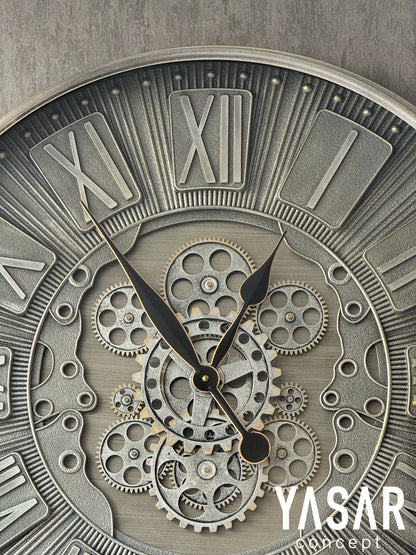 Ingrano Metal Çarklı Duvar Saati 70 Cm