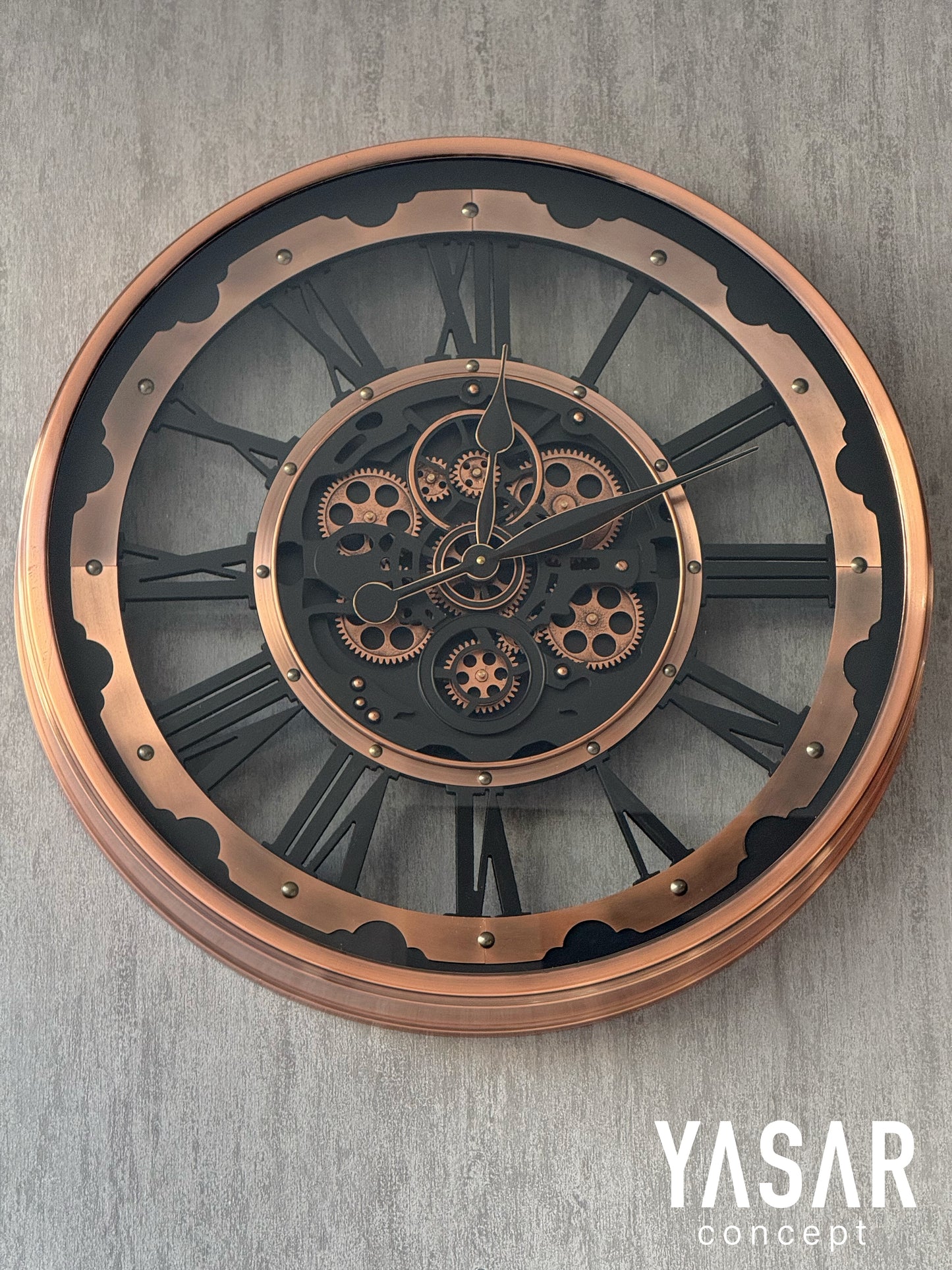 Rosengine Metal Çarklı Duvar Saati 66 Cm