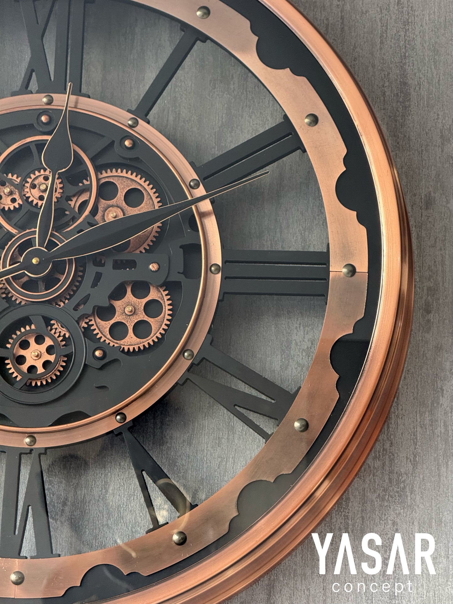 Rosengine Metal Çarklı Duvar Saati 66 Cm